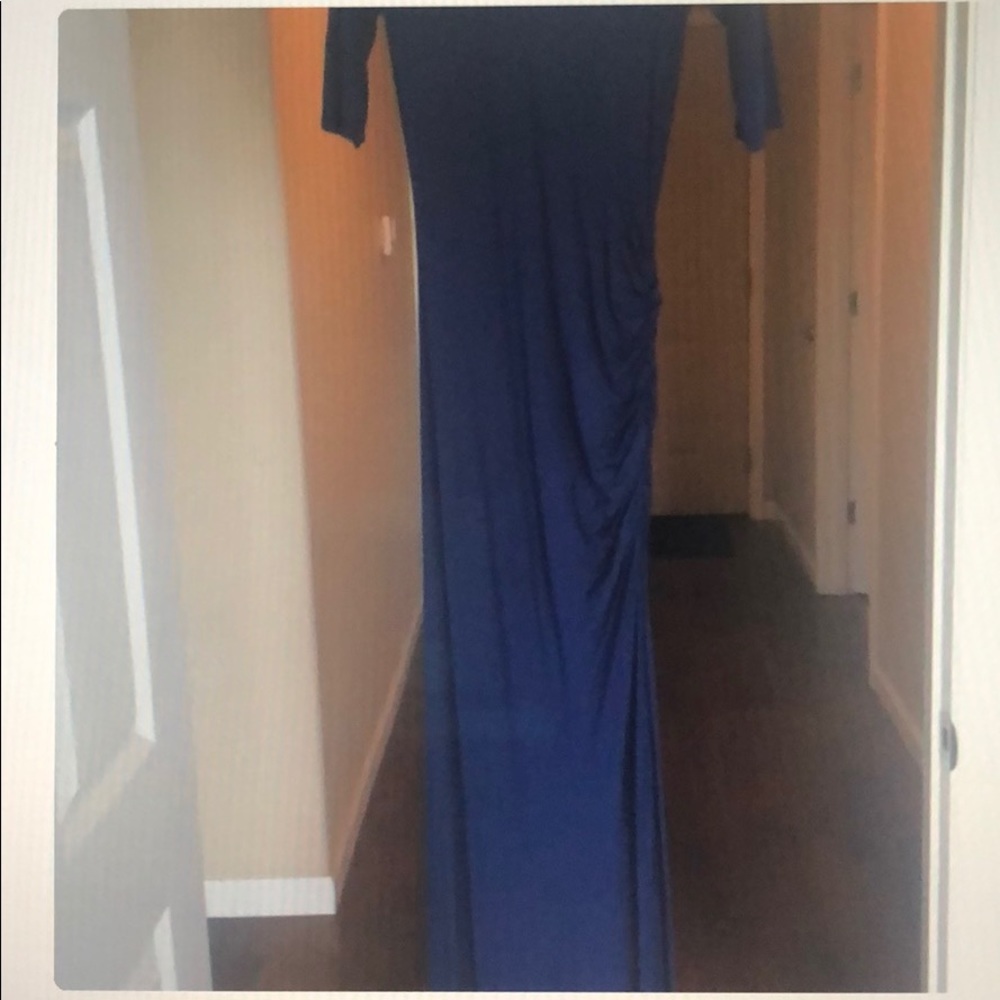 Royal blue v-neck short sleeve maxi dress